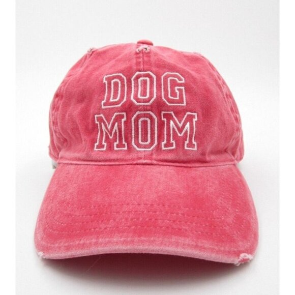 Dog Mom Distressed Embroidered Adjustable Hat (B) - Picture 1 of 6